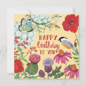 Wilde bloemen Vogelvogels wenskaart (Voorkant)