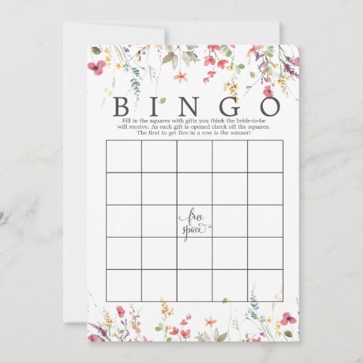Wilde bloemen Vrijgezellenfeest Bingo Game douche Kaart (Voorkant)