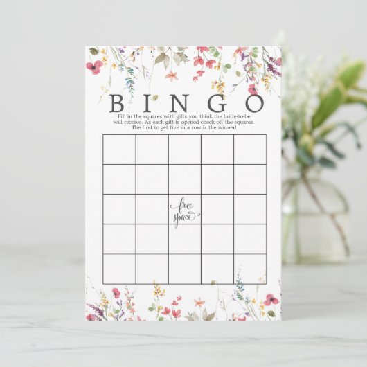 Wilde bloemen Vrijgezellenfeest Bingo Game douche Kaart (Staand voorkant)