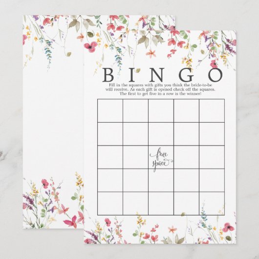 Wilde bloemen Vrijgezellenfeest Bingo Game douche Kaart (Voorkant / Achterkant)