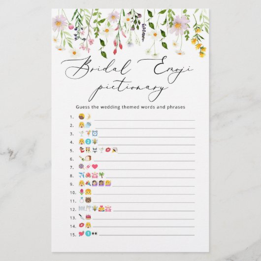 Wilde bloemen vrijgezellenfeest emoji pictionary g (Voorkant)