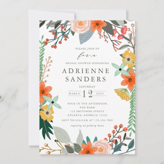 Wilde bloemen Vrijgezellenfeest Lijst Kaart (Voorkant)