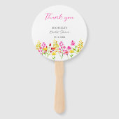 Wilde bloemen Vrijgezellenfeest Manuscript Roze Fl Handwaaier (Voorkant)