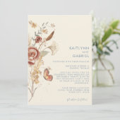 Wilde bloemen Vruchtbloemen Stusty Blue Waterverf Kaart (Staand voorkant)