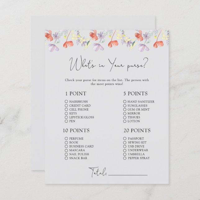 Wilde bloemen Wat in je handtas (Voorkant / Achterkant)