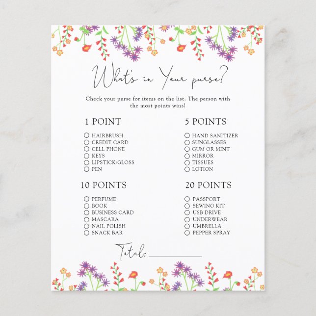 Wilde bloemen Wat in je handtas (Voorkant)