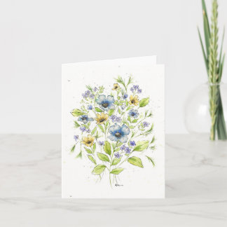 Wilde bloemen, waterkleurige notitiekaarten