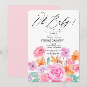 Wilde bloemen waterverf baby shower bloem kaart