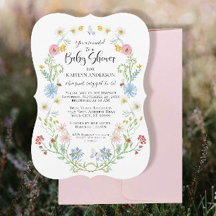 Wilde bloemen Waterverf Bijen Baby Girl Shower Kaart