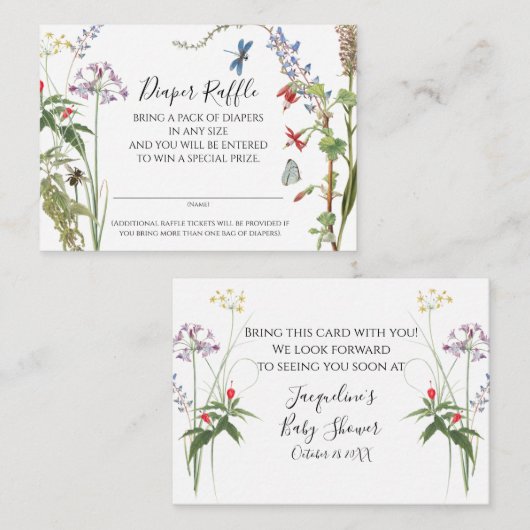 Wilde bloemen Waterverf bijen Informatiekaartje (Voorkant / Achterkant)