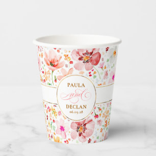 Wilde Bloemen Waterverf Bloem Elegante Boho Bruilo Papieren Bekers