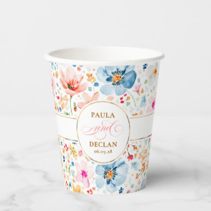 Wilde Bloemen Waterverf Bloemig Elegante Boho Brui Papieren Bekers