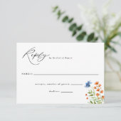 Wilde bloemen Waterverf Boho Flowers Weddenschap RSVP Kaartje (Staand voorkant)