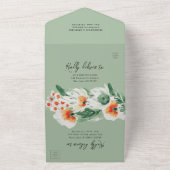 Wilde bloemen waterverf botanische QR-code All In One Uitnodiging (Buitenkant)