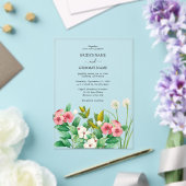 Wilde bloemen Waterverf bruiloft Periwinkle Acryl Uitnodigingen (Insitu (Huwelijk))