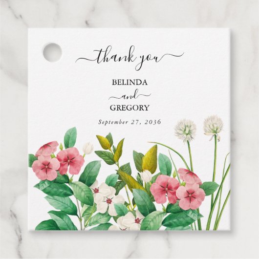 Wilde bloemen Waterverf bruiloft Periwinkle Bedankjes Labels (Voorkant)