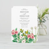 Wilde bloemen Waterverf bruiloft Periwinkle Kaart (Staand voorkant)