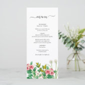 Wilde bloemen Waterverf bruiloft Periwinkle Menu (Staand voorkant)