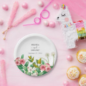 Wilde bloemen Waterverf bruiloft Periwinkle Papieren Bordje (Feest)