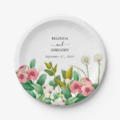 Wilde bloemen Waterverf bruiloft Periwinkle Papieren Bordje (Voorkant)