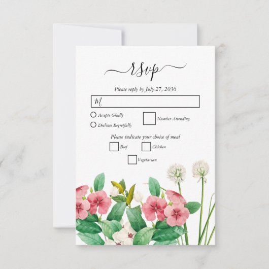 Wilde bloemen Waterverf bruiloft Periwinkle RSVP Kaartje (Voorkant)