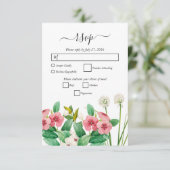 Wilde bloemen Waterverf bruiloft Periwinkle RSVP Kaartje (Staand voorkant)