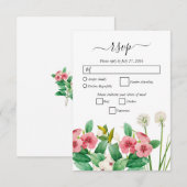 Wilde bloemen Waterverf bruiloft Periwinkle RSVP Kaartje (Voorkant / Achterkant)