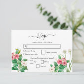 Wilde bloemen Waterverf bruiloft Periwinkle RSVP Kaartje (Staand voorkant)