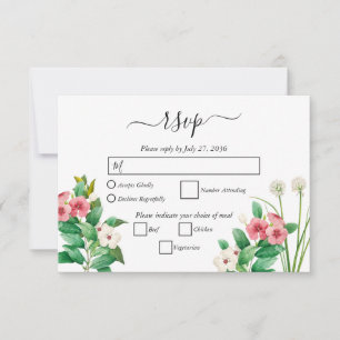 Wilde bloemen Waterverf bruiloft Periwinkle RSVP Kaartje