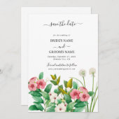 Wilde bloemen Waterverf bruiloft Periwinkle Save The Date (Voorkant / Achterkant)