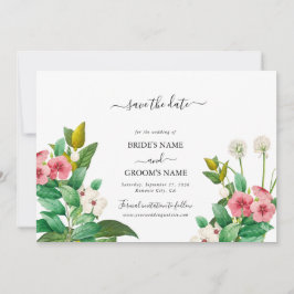 Wilde bloemen Waterverf bruiloft Periwinkle Save The Date