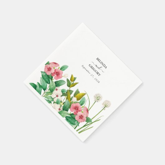 Wilde bloemen Waterverf bruiloft Periwinkle Servet (Hoek)