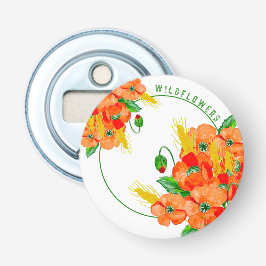 Wilde bloemen waterverf button flesopener