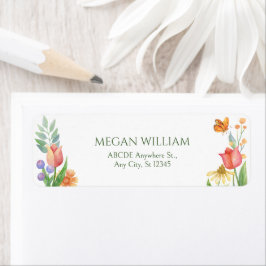 Wilde bloemen waterverf etiket