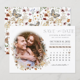 Wilde bloemen Waterverf Floral Calendar & Photo Sa Save The Date