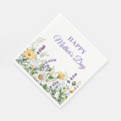 Wilde bloemen Waterverf Grens Happy Moederdag Servet (Hoek)