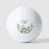 Wilde bloemen Waterverf Grensmonogram Golfballen (Voorkant)