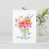Wilde bloemen Waterverf in Vase Flat Hartelijk dan Bedankkaart (Staand voorkant)