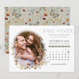 Wilde bloemen Waterverf Kalender en Foto's Save The Date
