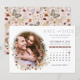 Wilde bloemen Waterverf Kalender en Foto's Save The Date