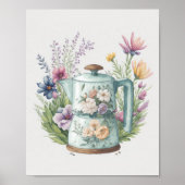 Wilde bloemen Waterverf Kleurrijke koffie Kettle Poster (Voorkant)