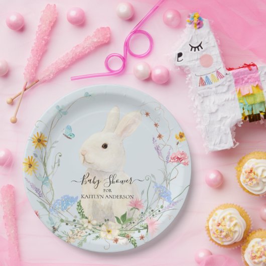 Wilde bloemen Waterverf Konijnenbietenvlinder Papieren Bordje (Feest)