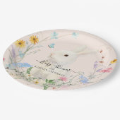 Wilde bloemen Waterverf Konijnenvinvis Papieren Bordje (Gekanteld)