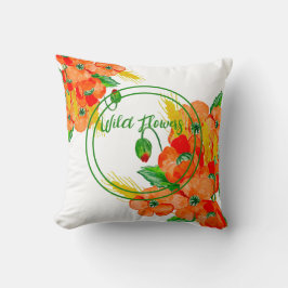 Wilde bloemen waterverf kussen