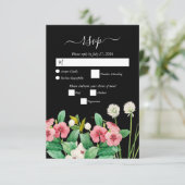 Wilde bloemen Waterverf Periwinkle Black RSVP Kaartje (Staand voorkant)