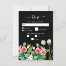 Wilde bloemen Waterverf Periwinkle Black