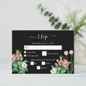 Wilde bloemen Waterverf Periwinkle Black RSVP Kaartje (Staand voorkant)