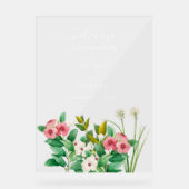 Wilde bloemen Waterverf Periwinkle bruiloft Welkom Acryl Bord (Voorkant)