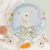 Wilde bloemen Waterverf Rabbit Spring Easter Papieren Bordje