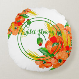 Wilde bloemen waterverf rond kussen